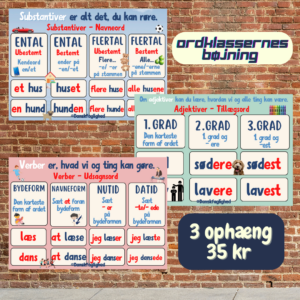 Bøjning af ordklasser – ophæng og bordunderlag