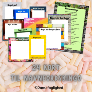 Navneordsbingo – 24 Kort til sjov træning af navneord