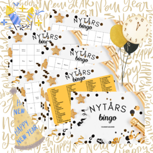 Nytårsbingo med 91 nytårsord og 25 plader  Målrettet mellemtrin og udskoling.