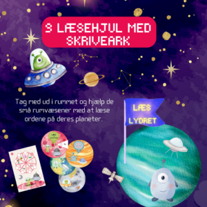 9 læsehjul med skriveark